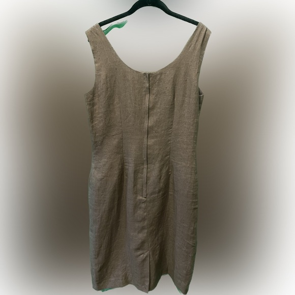 For Pete’s Sake- Dark brown 100% linen sleeveless dress.  Size 12 - Picture 2 of 3
